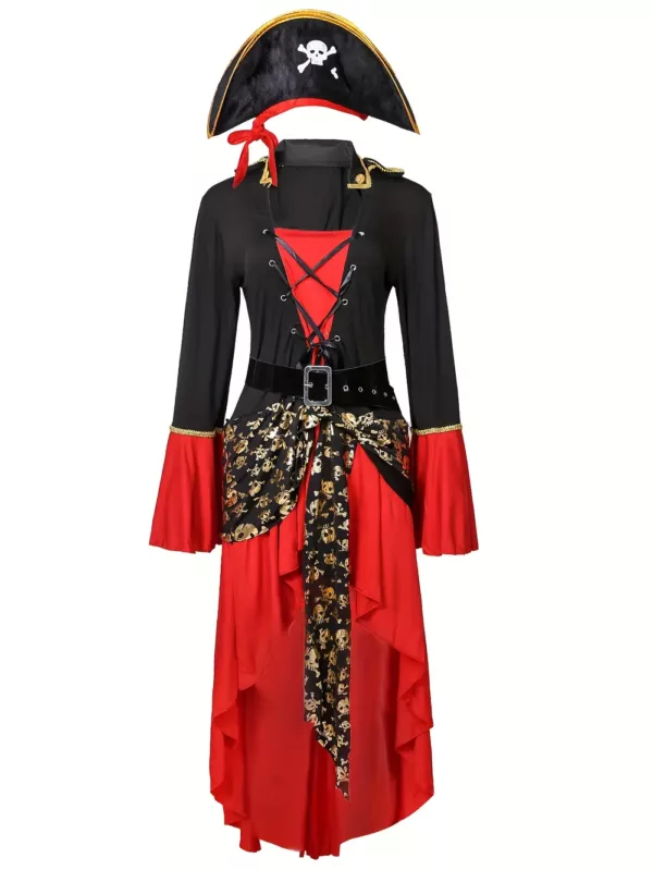 Costume pirate fille avec robe et chapeau – déguisement anniversaire ou carnaval