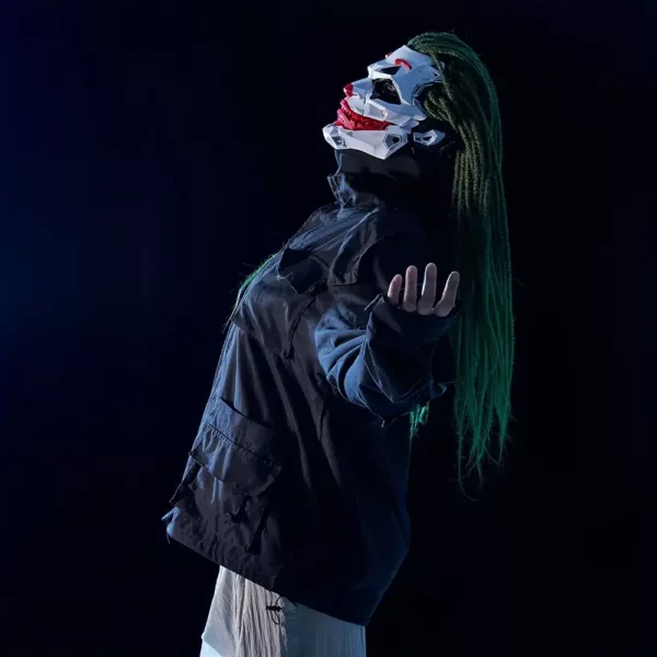 Masque clown maléfique réaliste pour Halloween – visage rieur terrifiant