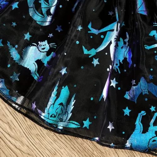 Ensemble Halloween bébé fille 3 pièces – body imprimé, jupe pailletée et bandeau