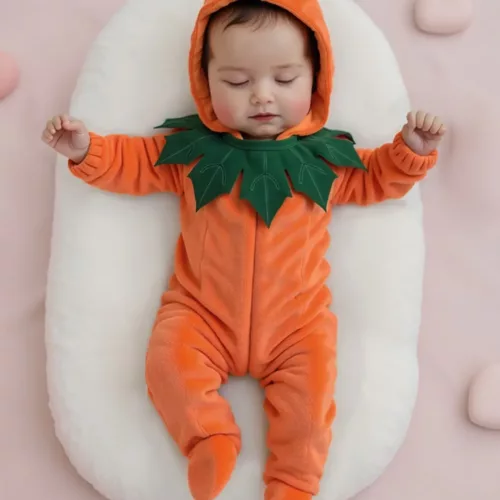 Déguisement bébé citrouille Halloween – combinaison à capuche douce et mignonne