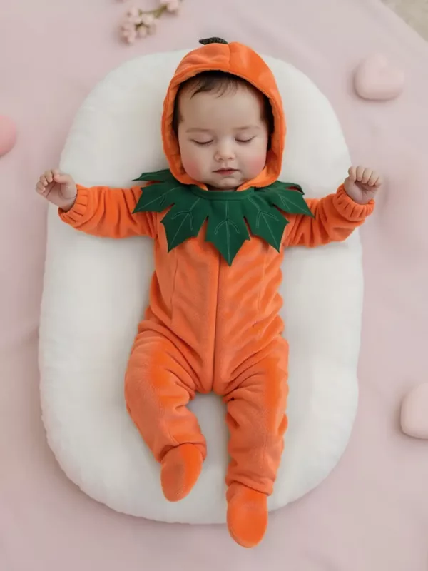 Déguisement bébé citrouille Halloween – combinaison à capuche douce et mignonne
