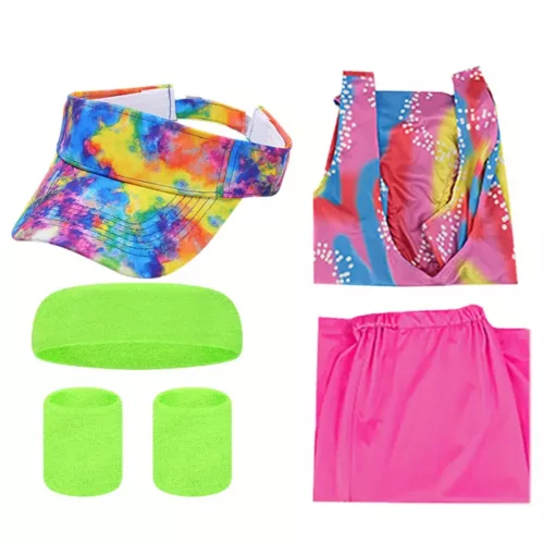Déguisement femme années 80 – ensemble fluo avec veste et legging rétro
