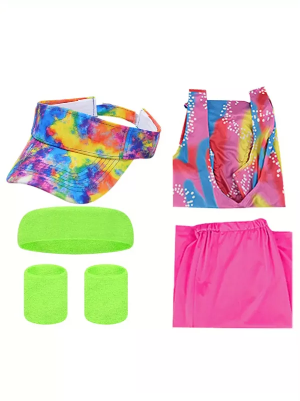 Déguisement femme années 80 – ensemble fluo avec veste et legging rétro
