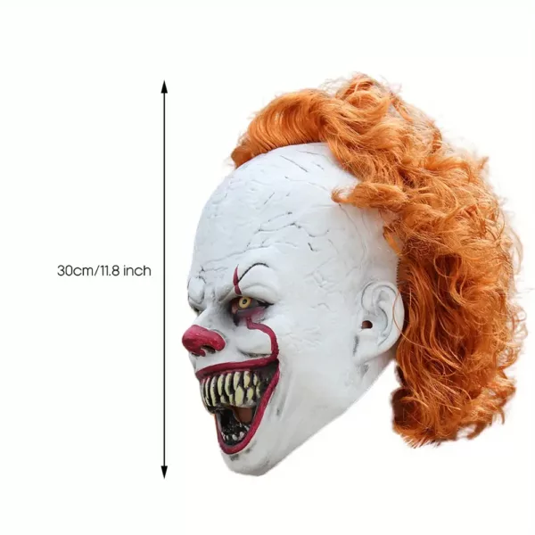 Masque de clown effrayant adulte – latex réaliste avec cheveux – Halloween cosplay