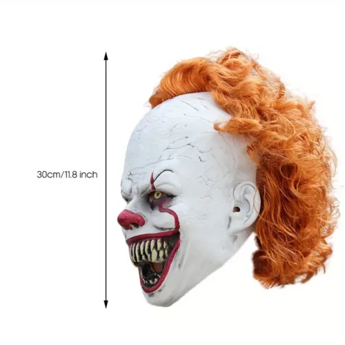 Masque de clown effrayant adulte – latex réaliste avec cheveux – Halloween cosplay