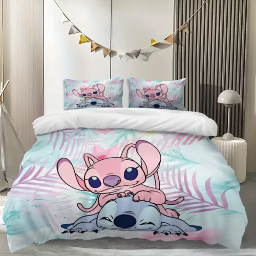 Parure de lit Lilo & Stitch 3 pièces – housse de couette et 2 taies douce
