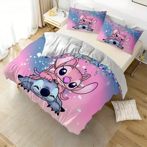 Parure de lit Stitch Disney – housse de couette 2 ou 3 pièces motif mignon