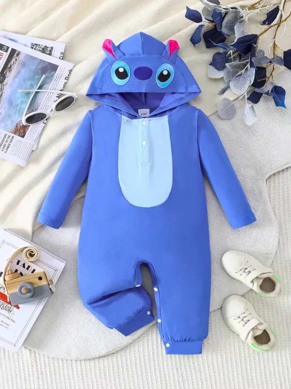 Barboteuse bébé Stitch Disney en polaire douce – pyjama chaud zippé