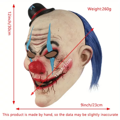 Masque clown effrayant en latex réaliste – sourire diabolique pour Halloween