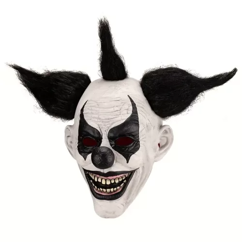 Masque de clown en latex effrayant – dents aiguisées et regard terrifiant