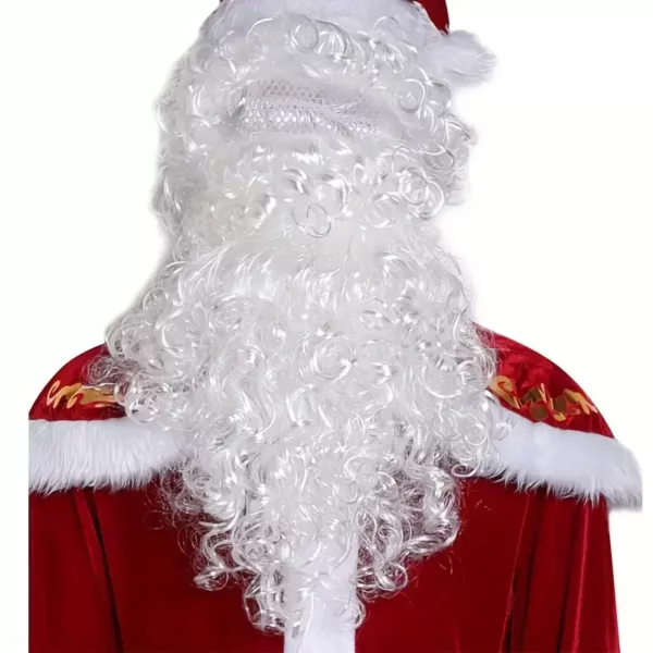 Costume complet Père Noël homme 9 pièces avec barbe, perruque et accessoires