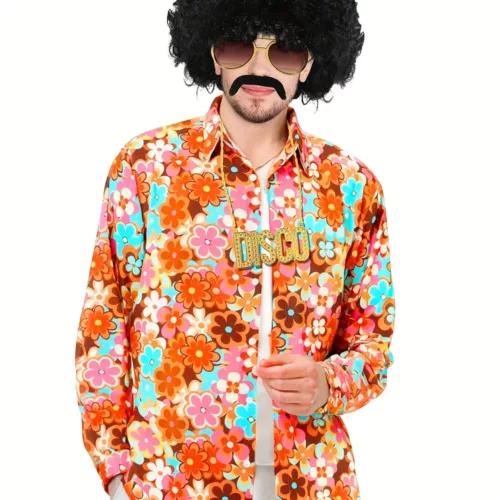 Déguisement disco homme années 70 avec costume, perruque, barbe et accessoires