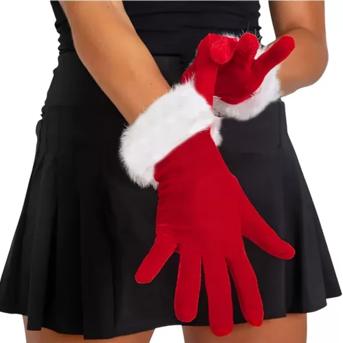 Ensemble accessoires Père Noël femme – cape à capuche, chapeau et gants