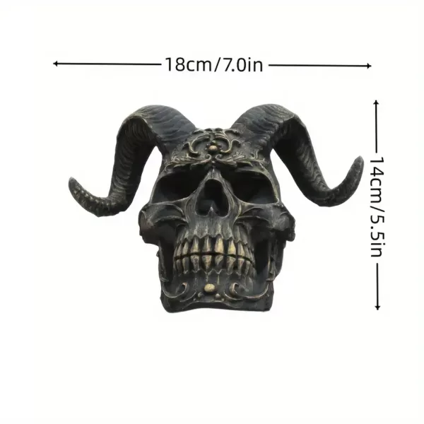 Statue crâne décorative style gothique en résine – objet d’art macabre