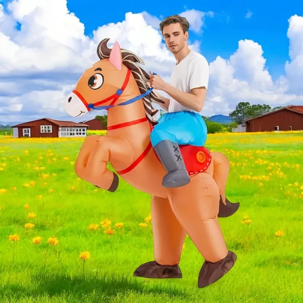 Costume gonflable cheval cartoon en polyester – déguisement drôle Halloween