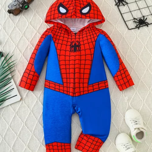 Combinaison bébé Spider-Man à capuche – tenue cosplay douce pour Halloween