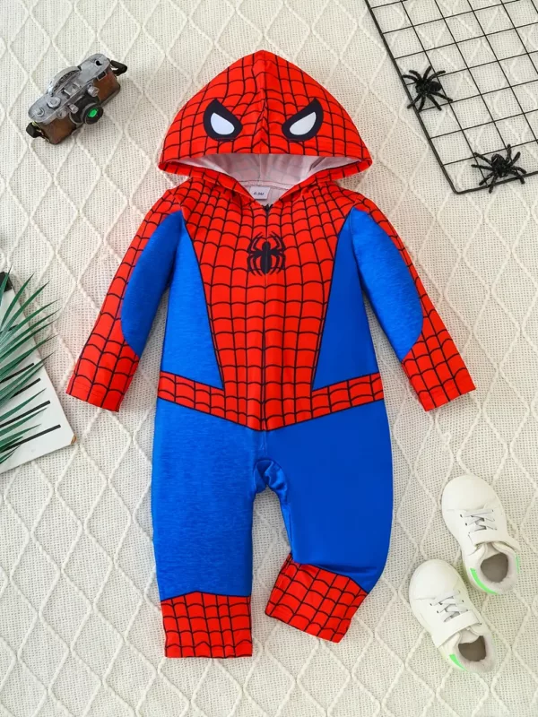 Combinaison bébé Spider-Man à capuche – tenue cosplay douce pour Halloween