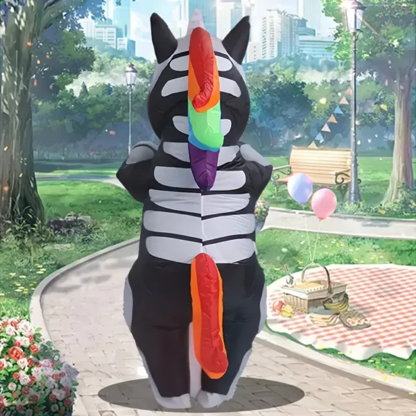 Costume gonflable adulte squelette chevauchant licorne – déguisement original Halloween