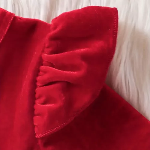 Robe bébé Noël en peluche chaude avec manches longues et bonnet assorti