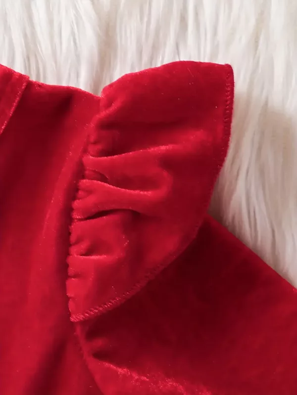Robe bébé Noël en peluche chaude avec manches longues et bonnet assorti