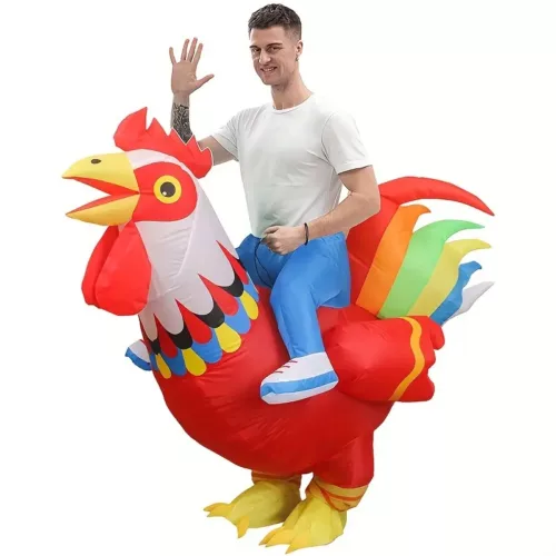 Costume gonflable adulte coq réaliste – déguisement original pour fête ou carnaval