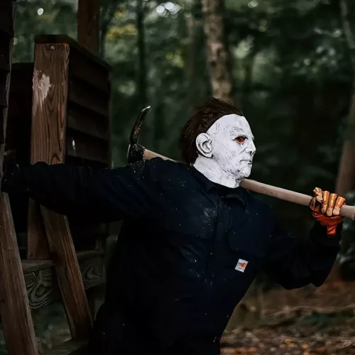 Masque d’horreur Halloween en latex réaliste – visage blanc larmes sanglantes