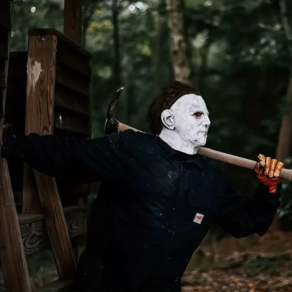 Masque d’horreur Halloween en latex réaliste – visage blanc larmes sanglantes