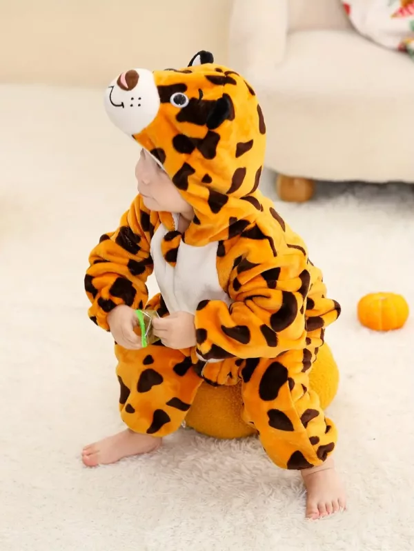 Combinaison bébé garçon motif léopard avec capuche – style tigre mignon