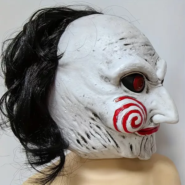 Masque clown effrayant en latex – style horreur Saw pour Halloween et cosplay