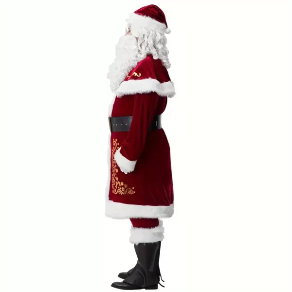 Costume Père Noël velours luxe adulte – ensemble complet 12 pièces