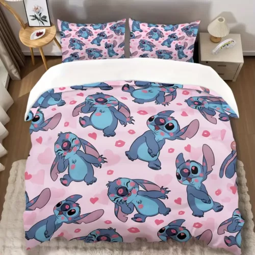 Parure de lit Lilo & Stitch 3 pièces – motif Disney enfant – coton doux