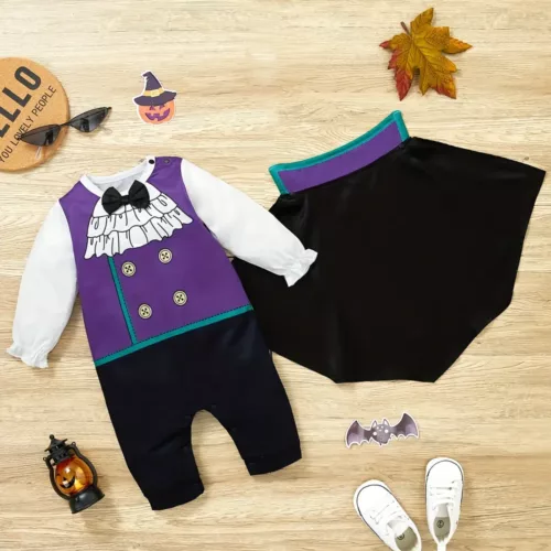 Déguisement Halloween bébé garçon – body avec cape style gentleman 2 pièces
