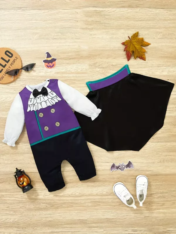 Déguisement Halloween bébé garçon – body avec cape style gentleman 2 pièces