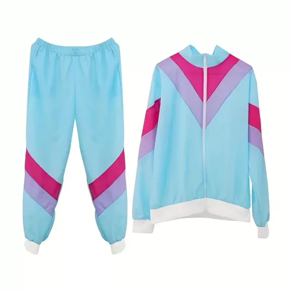 Déguisement rétro années 80 – combinaison de sport fluo avec accessoires fête