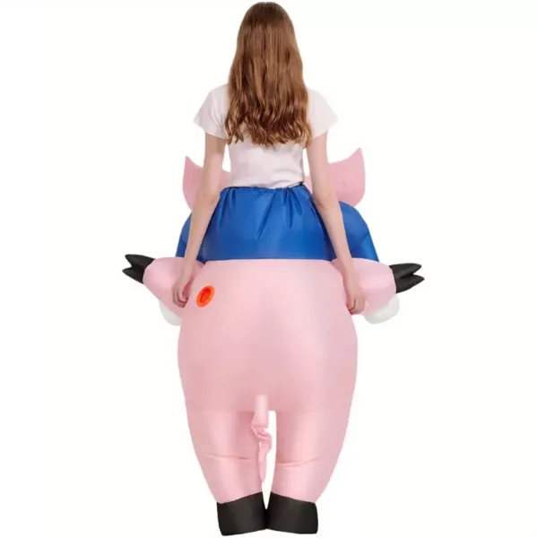 Déguisement gonflable cochon rose avec roulettes – costume adulte original