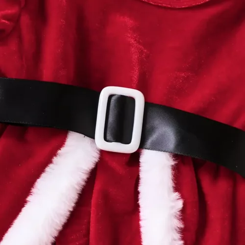 Robe bébé Noël en peluche chaude avec manches longues et bonnet assorti
