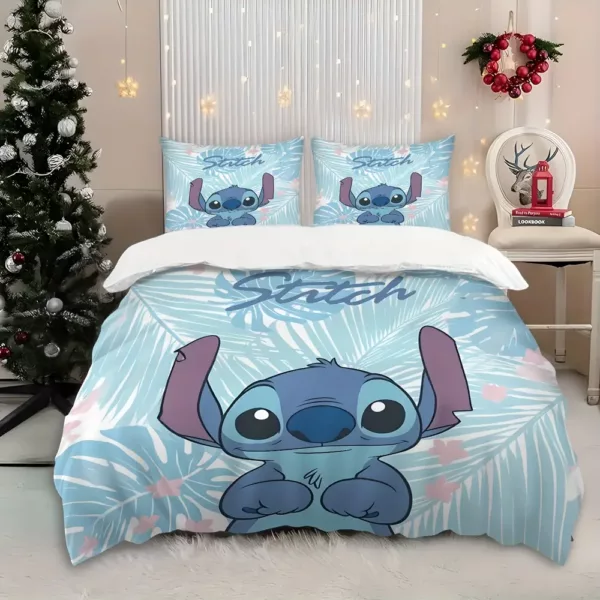 Parure de lit 3 pièces Lilo & Stitch – housse de couette imprimée dessin animé