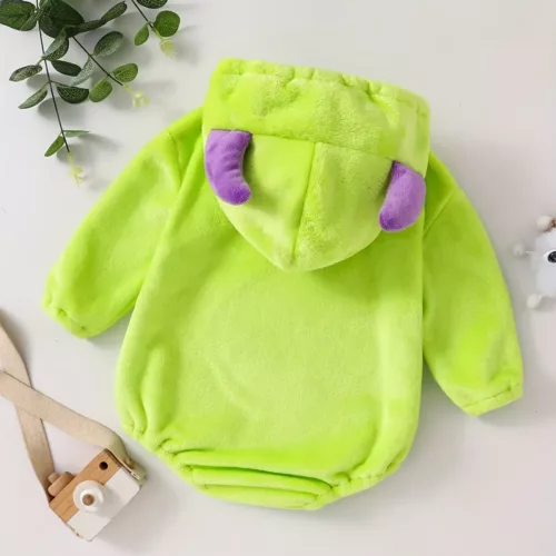 Combinaison bébé à capuche monstre 3D avec œil unique – peluche douce et mignonne