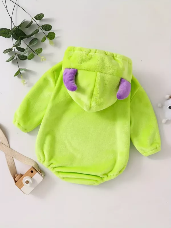 Combinaison bébé à capuche monstre 3D avec œil unique – peluche douce et mignonne