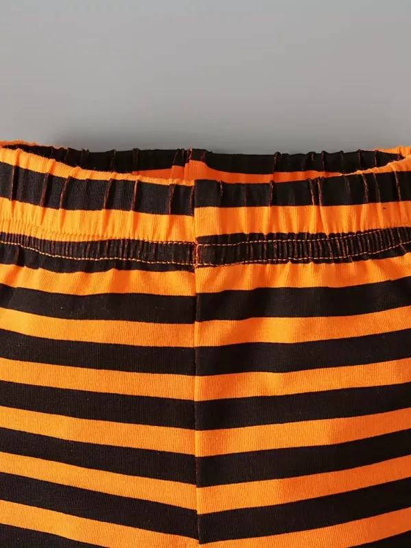 Ensemble bébé garçon Halloween 2 pièces – combinaison citrouille à capuche + pantalon rayé