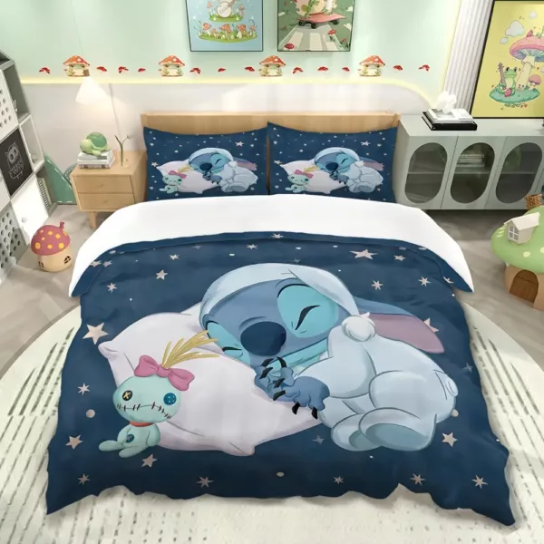 Parure de lit 3 pièces Lilo & Stitch – motif dessin animé doux et amusant