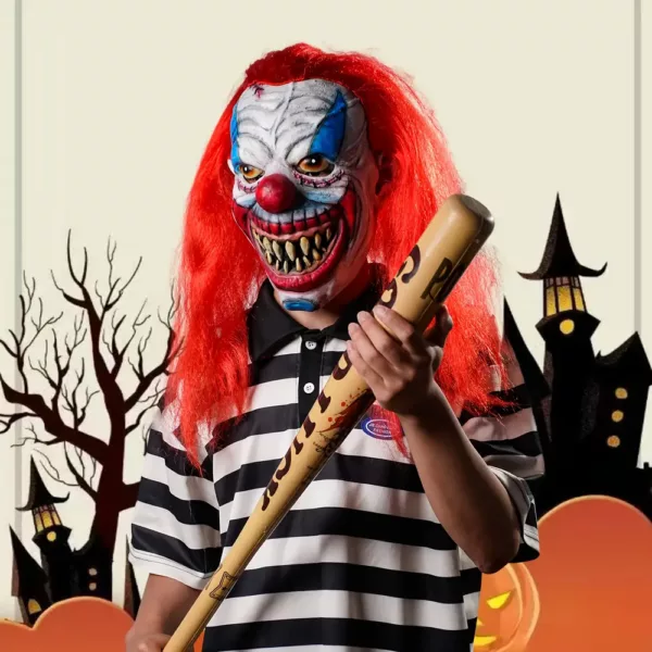 Masque de clown effrayant en latex réaliste – accessoire Halloween terrifiant