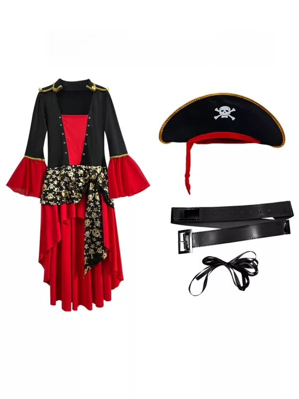 Costume pirate fille avec robe et chapeau – déguisement anniversaire ou carnaval