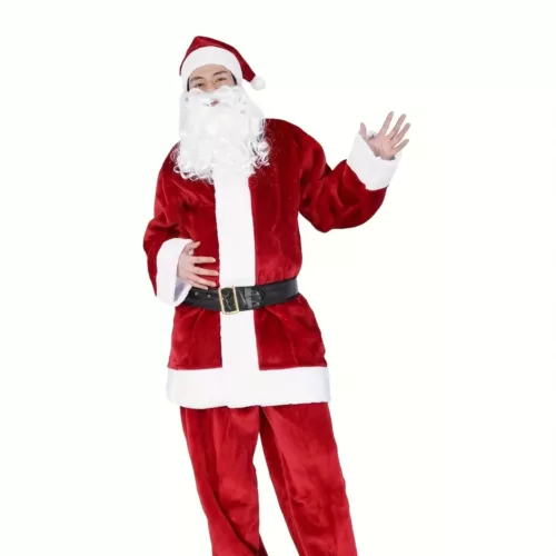 Déguisement Père Noël 4 pièces ultra-épais – Chapeau, haut, pantalon, ceinture