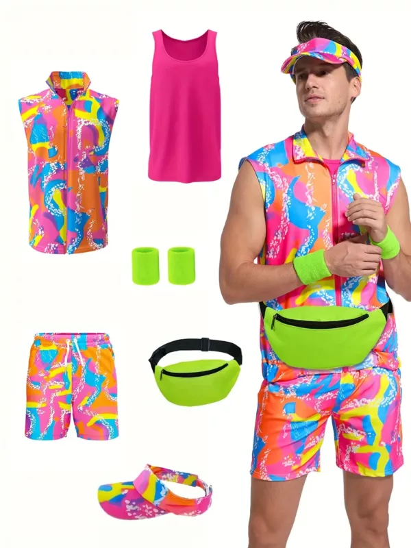 Déguisement vintage homme 6 pièces – Costume années 80 idéal soirée à thème