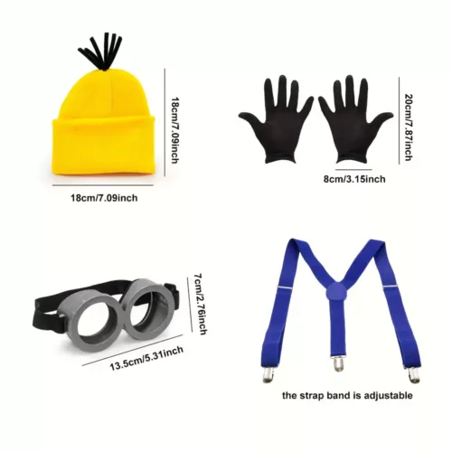 Déguisement drôle 4 pièces – bretelles, lunettes, gants et chapeau festif