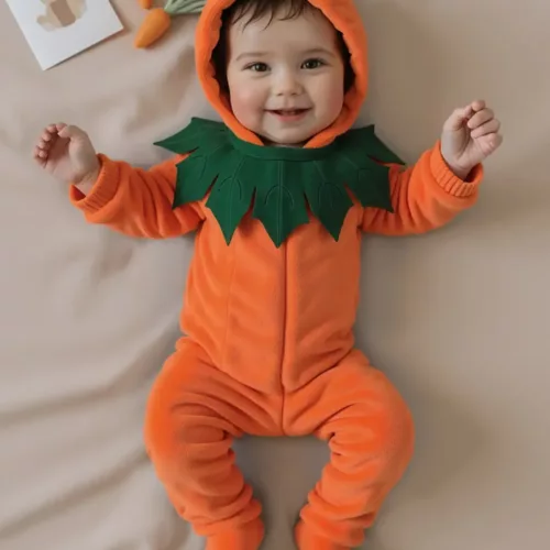 Déguisement bébé citrouille Halloween – combinaison à capuche douce et mignonne