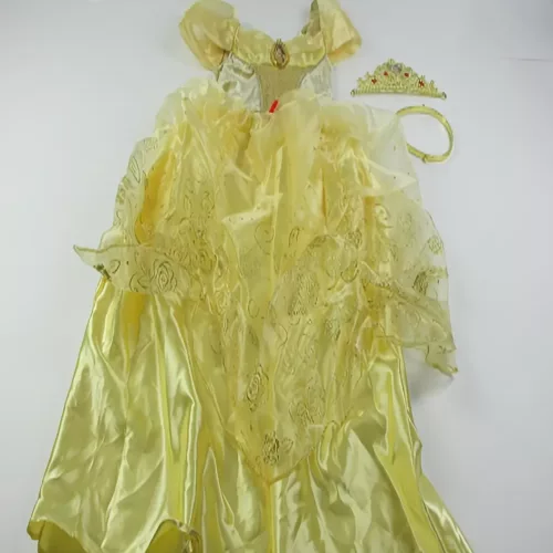 Déguisement princesse fille avec robe satinée et diadème doré inclus