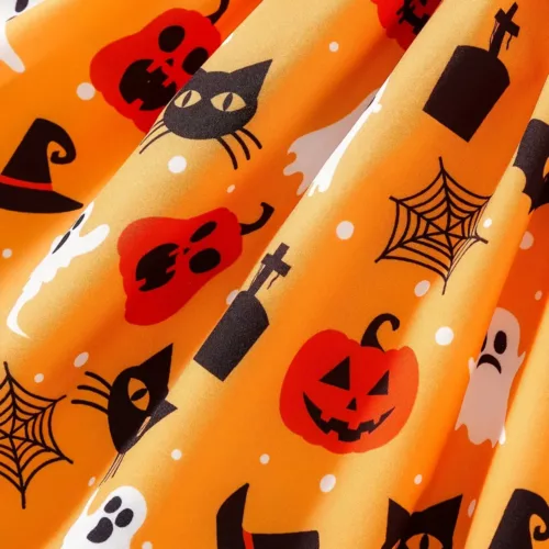 Tenue Halloween bébé fille – body citrouille avec jupe en tulle et foulard assorti