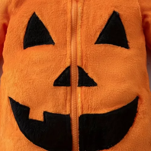 Combinaison bébé citrouille à capuche – déguisement Halloween en coton doux
